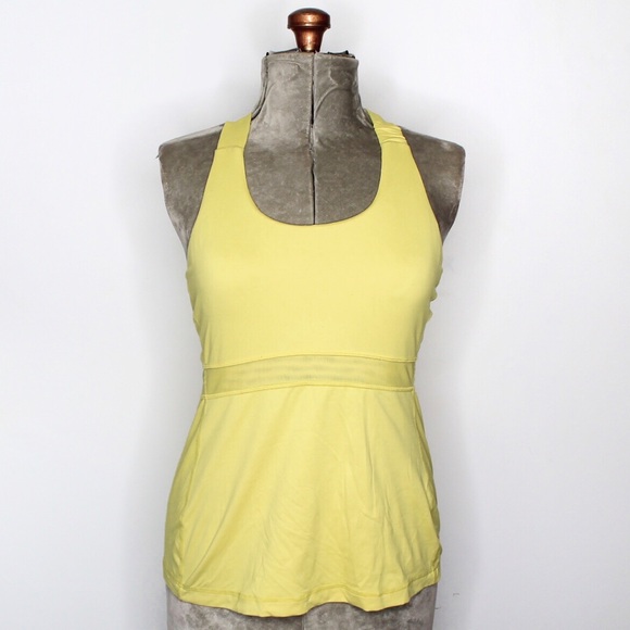 Lululemon Yellow Active Wear Cross Back Tank Top